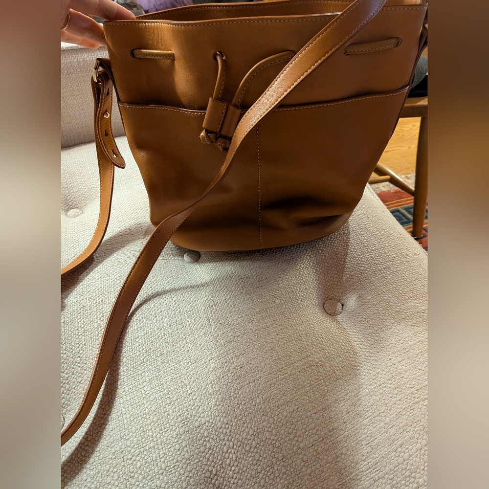 Elegant Brown Leather Bucket Bag